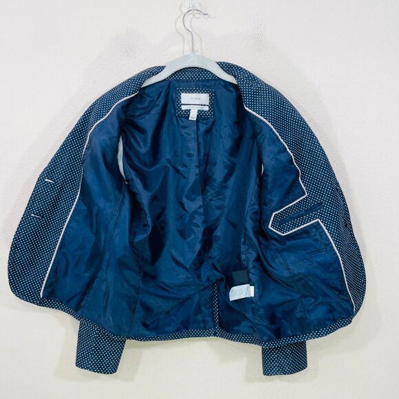 J. Crew Schoolboy Blazer Womens Size 2 Navy Blue White Polka Dot 2-Button Jacket - Picture 8 of 10